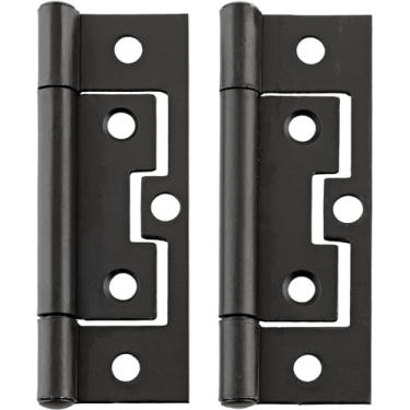 Imagem de Dobradiça plana preta sem encaixe de 7,6 cm | Pacote com 20 | Porta de armário, caixa, ferragens para móveis | UA-258-HBL (10)