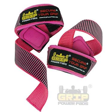 Imagem de As melhores tiras de levantamento de peso resistentes em neoprene acolchoadas, 1 par de munhequeiras e tiras de suporte emborrachadas com borracha revestida de algodão em um lado (rosa com borracha)