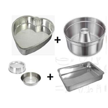 Imagem de Kit Com 4 Assadeiras Bolo Pudim Coração Ballerine Em Aluminio Superior
