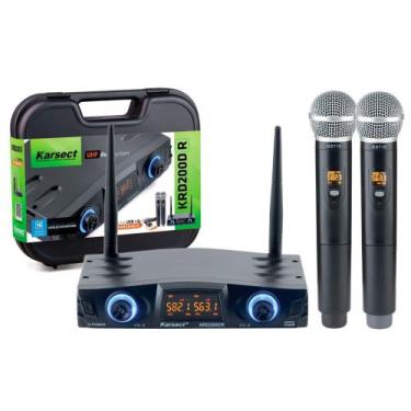 Imagem de Microfone sem fio duplo de mão karsect krd200dr uhf recarregável