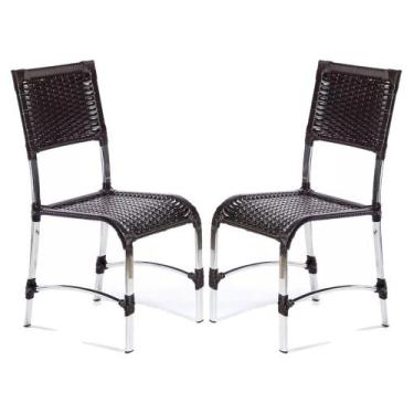 Imagem de Kit 2 Cadeiras Fibra Sintética Varanda Jardim Pedra Ferro - Premium Bo