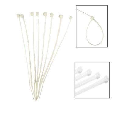 Imagem de Abraçadeira Nylon 7,6x400mm C/50 Pcs Fios Cabos - EDA, Branco