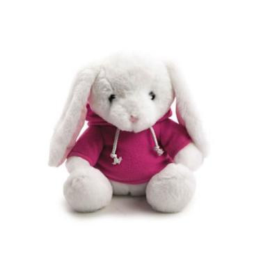 Imagem de Coelho Pelúcia com Blusa Moletom Capuz - Rosa - 25cm - 01 unidade - Cr