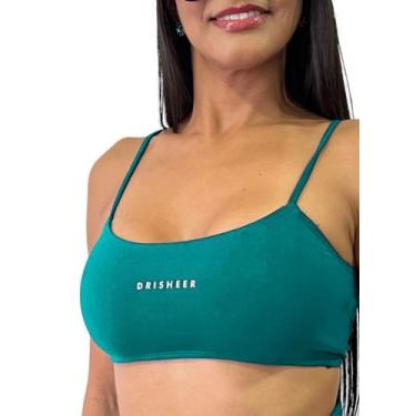 Imagem de Top Fitness Feminino Sem Bojo Alça Fina Academia Drisheer, Verde, M
