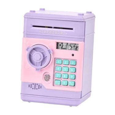 Imagem de MERIGLARE Brinquedo do cofrinho, brinquedo da caixa de poupança, banco eletrônico do dinheiro do código da senha, máquina do atm para crianças, Roxo Rosa