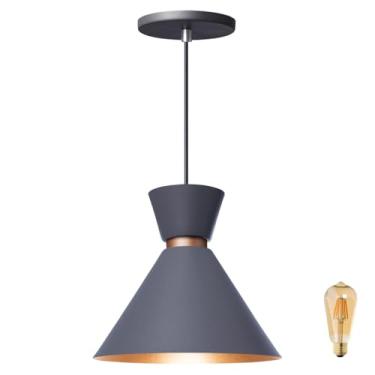 Imagem de Pendente Lustre Luminária Berlin 23cm Cinza + Led Retrô Vintage Moderno