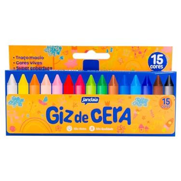 Imagem de Giz de cera curto 15 cores redondo - Jandaia
