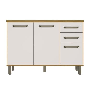 Imagem de Balcão Criare 120cm sem Tampo para Pia 3 Portas 2 Gavetas Poliman