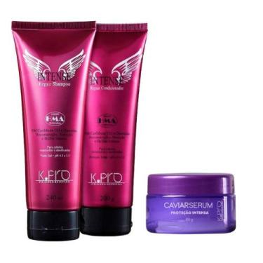 Imagem de Kit Cabelos Danificados Intense Shampoo Condicionador Sérum - K.PRO