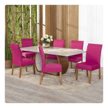 Imagem de Kit Capa Para Cadeiras 6 Unidades Malha Cores - Lenharo Enxovais, PINK