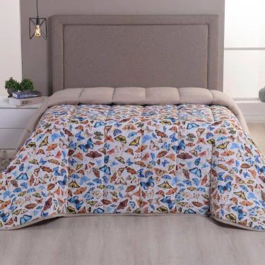 Imagem de Edredom King Luar Super Macio Malha 100% Algodão Dupla Face 01 Peça - Bege Borboleta