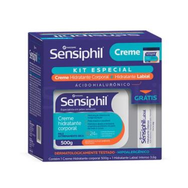 Imagem de Kit Sensiphil Creme Corporal 500g + Hidratante Labial c/ Ácido Hialurô