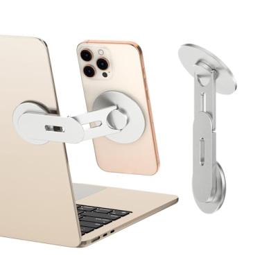 Imagem de CloudValley Suporte magnético para laptop, suporte giratório de 360° compatível com iPhone MagSafe e todos os telefones, MacBook, monitor de PC, suporte de tela para Tesla, acessório portátil, prata