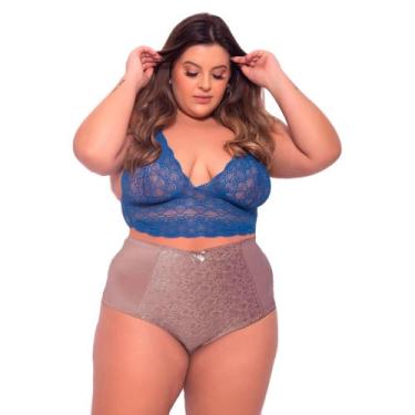 Imagem de Calcinha Grande Tanga Senhora Plus Size Cinta Cós Alto Rendado - Wild,