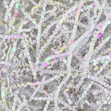 Imagem de Raissily 700 g de papel cortado enrugado, papel de almofada de grama para Natal, casamento, aniversário, Halloween, caixa de confetes, enchimento, embrulho, decoração de presente - branco diamante