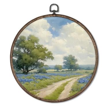 Imagem de Giosve Pôster emoldurado em tela de parede com natureza de fazenda, paisagem rústica de flores silvestres de casa de campo para decoração de sala de estar, quarto, 25 x 25 cm