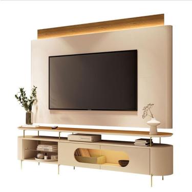 Imagem de Rack Bancada ária Com Painel Suspenso Nobre Cinamomo Off White - Hb Móveis