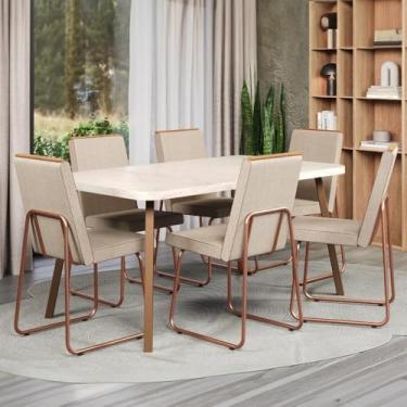 Imagem de Conjunto Sala de Jantar 6 Cadeiras Parma Carraro (Petra e Rosê)