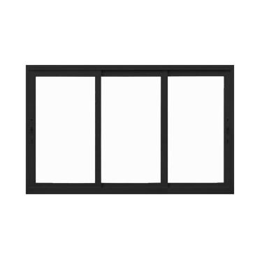 Imagem de Janela Correr 3 Folhas Vidro 150cm x 100cm Vidro de Segurança 6cm Fábrica do Alumínio Preto