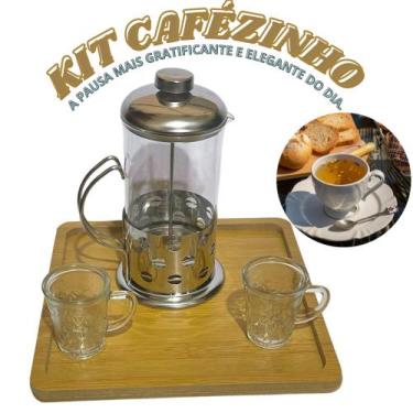 Imagem de Kit Cafeteira Prensa Francesa de Inox Vidro com Xícara e Bandeja - Fra