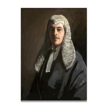 Imagem de Long Hair And Big Head John Lavery Iconic Realist Portrait & War Scene Canvas Art – Decoração de parede irlandesa atemporal para casa 39,9 x 52 cm Un Framed