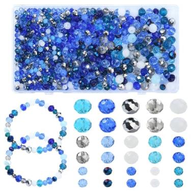 Imagem de UR URLIFEHALL 1000 peças de contas de vidro Rondelle facetadas aleatórias série azul contas espaçadoras de cristal para pulseiras, colares, brincos, fabricação de joias