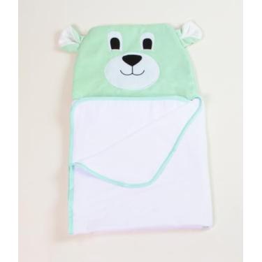 Imagem de Toalha Infantil Com Touca Menino 100% Algodão Bordada Bichos Cores (Urso verde)