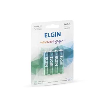 Imagem de Pilha Alcalina Elgin Energy AAA LR03 1.5V Blister Pack com 4 unidades,