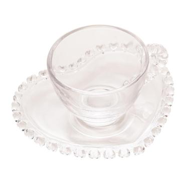 Imagem de Xícara de Café com Pires Lyor Coração 80ml Cristal Design Romântico 