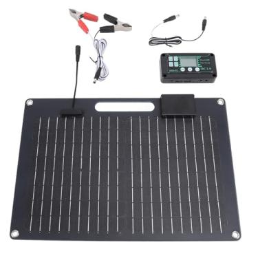 Imagem de Carregador de bateria do kit de painel solar 100W Monocristalino Silício USB Saída dupla 12V 24V 100A Controlador à prova d'água para RV Boat telhado Motorhome Black