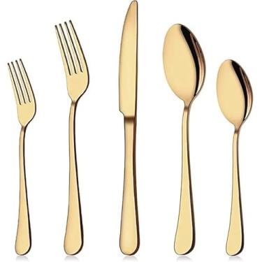 Imagem de Faqueiro Inox Dourado Inglaterra Luxo Premium Mesa Posta 25 Peças - Jogos de Talheres - Mesa Posta - Utensílios de Cozinha