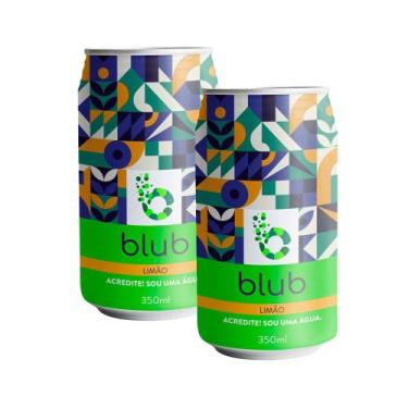 Imagem de Kit 2 Água Blub Sabor Limão Gaseificada Lata 350ml