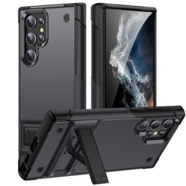 Imagem de Capa de celular com suporte resistente e à prova de choque para Samsung Galaxy S25, S24 Ultra, S21, S22, S23, S21, S23, S24 Plus, S21fe, S20fe, S23 (para Samsung S22 FE/cinza e preto)