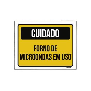Imagem de Placa Cuidadoforno De Microondas Em Uso 36X46