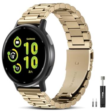 Imagem de EverAct Pulseira de substituição de aço inoxidável de 20 mm compatível com Garmin Forerunner 165/Forerunner 55/245/645/570-42 mm, para Vivoactive 6/5/3/3 Music/Venu Sq 2