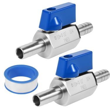 Imagem de KHZSPP Válvula esférica de 2 peças, válvula Pex de aço inoxidável 304 mini válvula de desligamento com fita crua para mangueira de água, gás, combustível, irrigação por gotejamento e aquários (10 mm)