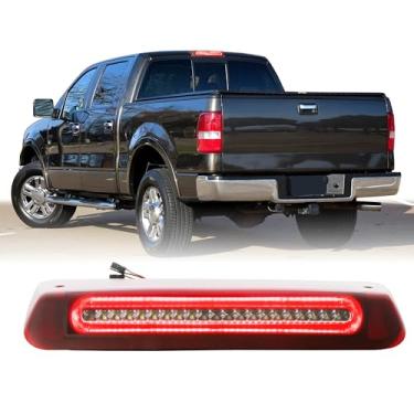 Imagem de USR 04-08 F150 3ª luz de freio – Terceira lâmpada de freio traseira - compatível com caminhonete Ford F-150 2004-2008 todos os modelos/acabamentos (VERMELHO/LENTE CLARA LED BAR 3ª CONJUNTO DE LUZ DE