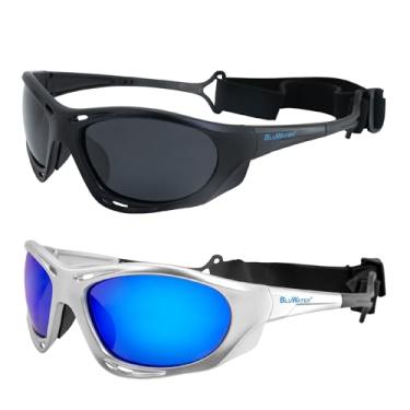 Imagem de Global Vision Conjunto de óculos de sol Hydro Combo Gloss preto e prata com lentes polarizadas anti-neblina G-Tech Super Cinza escuro e azul, pacote com 2