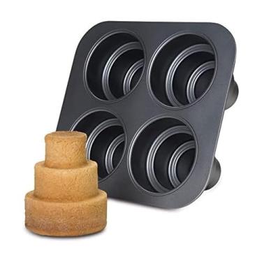 Imagem de Chicago Metallic Forma de bolo redonda para bolo com vários níveis, 6 xícaras, cinza