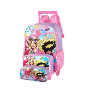 Imagem de Mochila Escolar Rodinhas Barbie + Lancheira + Estojo Meninas - Up4You,