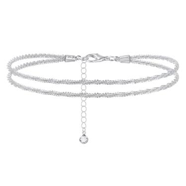 Imagem de INBLUE Tornozeleiras de aço inoxidável para mulheres, ouro, prata, ouro rosa, contas, fígaro/cubano, corrente de elos no tornozelo, ajustável, joia à prova d'água para praia, 2 mm, Cobre, Zircônia