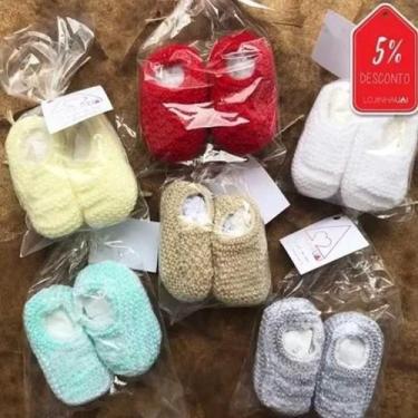 Imagem de Combo Neutro Bebê com 6 Sapatinhos de Bebê de Tricô - 0 a 3 meses - Lo