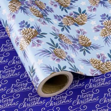Imagem de Papel de Natal reversível WRAPAHOLIC para embrulho de presente, 43 x 1
