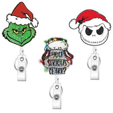 Imagem de Clipe retrátil de 3 bobinas de crachá de Natal com rotação de 360 - Ma