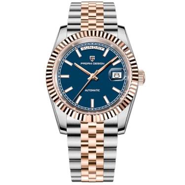 Imagem de Relógio masculino Pagani Design DD36, um relógio masculino de luxo com mostrador dourado, mostrador duplo de data, vidro de cristal de safira, caixa de aço inoxidável, resistência à água de 10 bar e