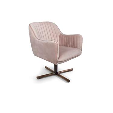 Imagem de Poltrona Miley veludo rosa giratória castanho/chocolate