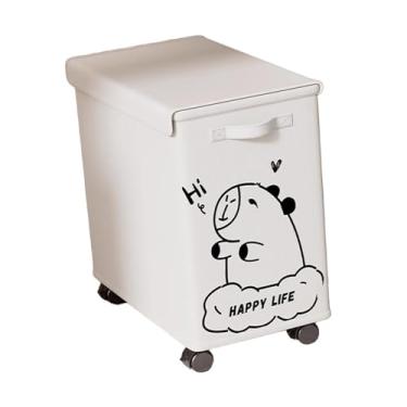 Imagem de FytStycale Carrinho de utilidades embaixo da mesa, cesto de armazenamento móvel com tampa e rodas, caixa de armazenamento dobrável que economiza espaço para, White Capybara L