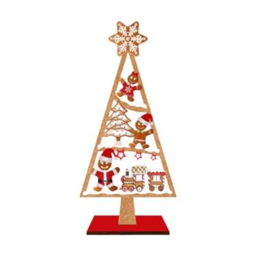 Imagem de oshhni Enfeite de mesa para árvore de Natal, decoração para festa de Natal, madeira, portátil, placa de árvore de Natal para casa, feriado, apartamento, Style C