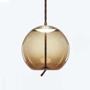 Imagem de Luzes Pendentes Lâmpada Suspensa De Vidro Pós-moderna Luz De Luxo Cabeça única Círculo Geométrico Abajur De Vidro Água Azul Âmbar Cinza Esfumaçado Acabamento Com, Water Blue, 30 * 28cm