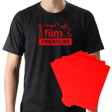Imagem de Filme de Recorte Power Film Premium Vermelho A4 – 10 Folhas Vinil HTV Termocolante para Tecido - Termotransfer para Plotter de Recorte